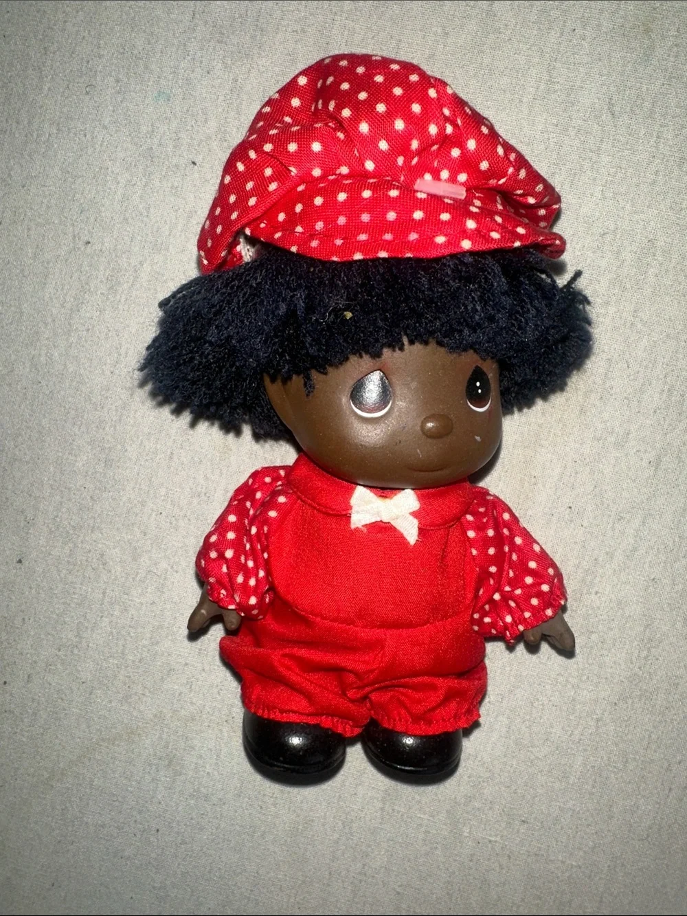 Vintage Collectible Red Plush Kids Doll with Hat - Cute Soft Toy